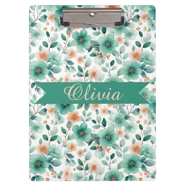Pranchetas Floral Personalizado Verde Primavera Vintage (Frente)