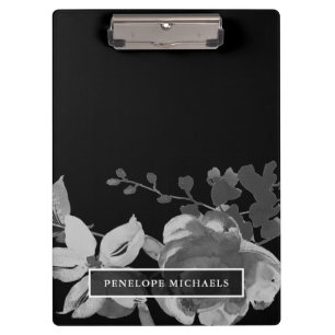Pranchetas Floral Preto e Branco com Nome