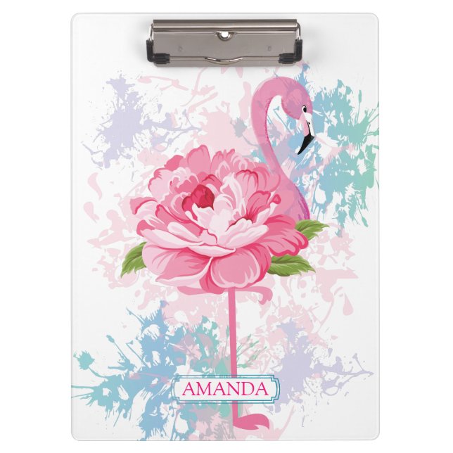 Pranchetas Floral rosa-rosa personalizado (Frente)
