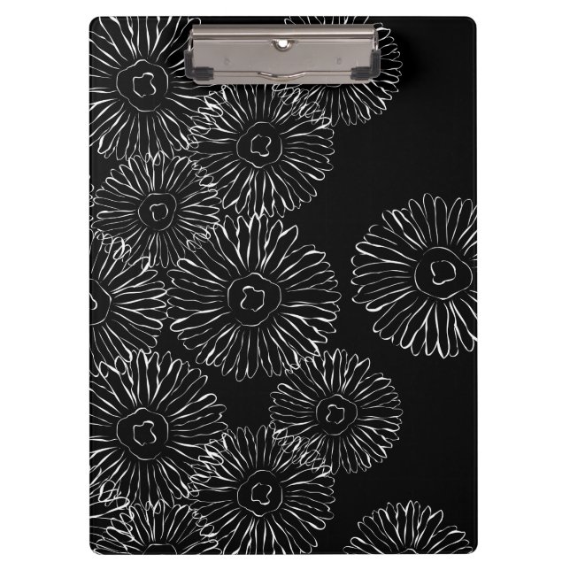 Pranchetas Flores abstrato brancas e pretas (Frente)