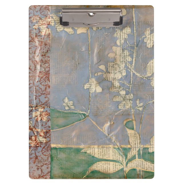 Pranchetas Flores Brancas no Fundo de Newsprint (Frente)