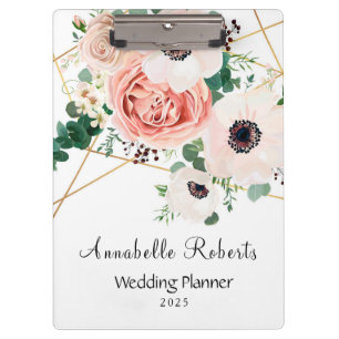 Pranchetas Flores de Aquarela Rosa Elegantes Personalizam 