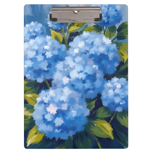 Pranchetas Flores de Hortênsia Azul Floral Aquarela (Frente)
