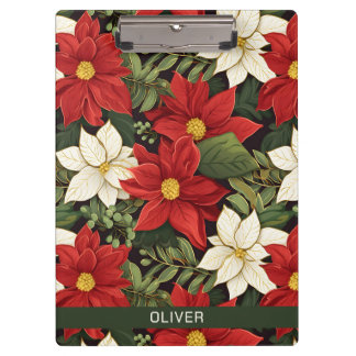 Pranchetas Flores de Poinsettia Verde Vermelha