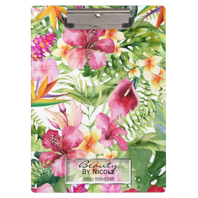 Pranchetas Flores e Folhas Tropicais Arranjo Floral Havaiano  (Frente)