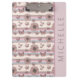 Pranchetas Flores Retro Personalizadas com Nome Margarida Flo