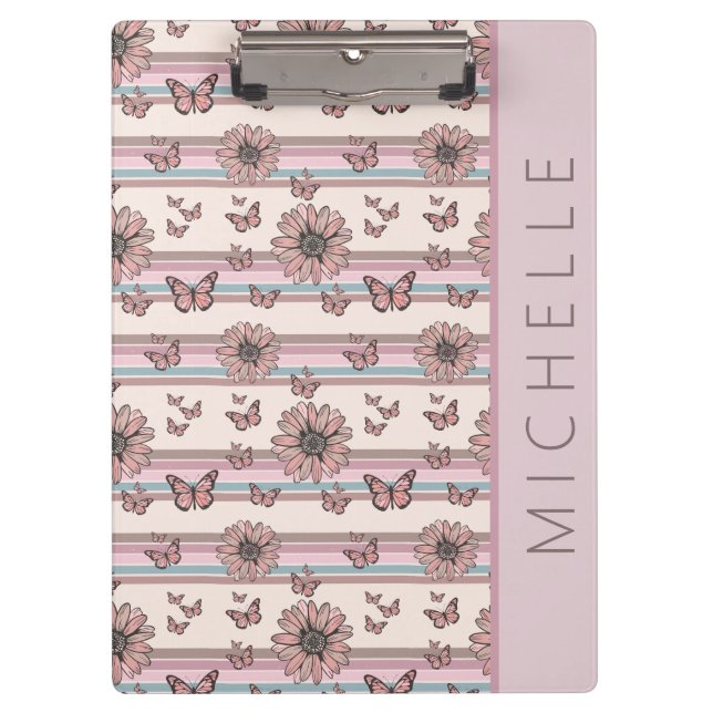 Pranchetas Flores Retro Personalizadas com Nome Margarida Flo (Frente)