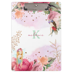 Pranchetas Flores Rosa E Moça De Fadas Editáveis