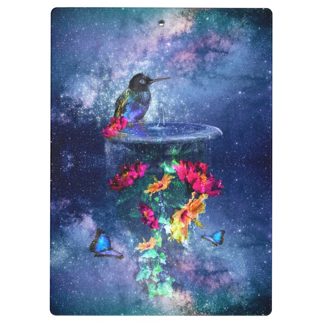 Pranchetas Flores tropicais, beija-flor, borboleta e estrelas (Verso)