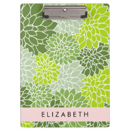 Pranchetas Flores Verdes Dahlia, Padrão Floral, Seu Nome