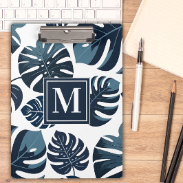 Pranchetas Folha de Monstera Tropical marinho Azul e Branco