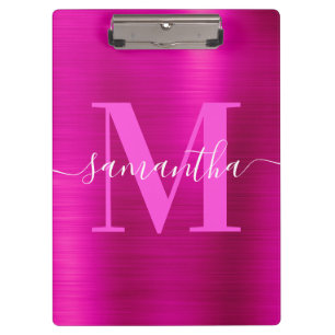 Pranchetas Folha do Shimmer Rosa Quente Monograma
