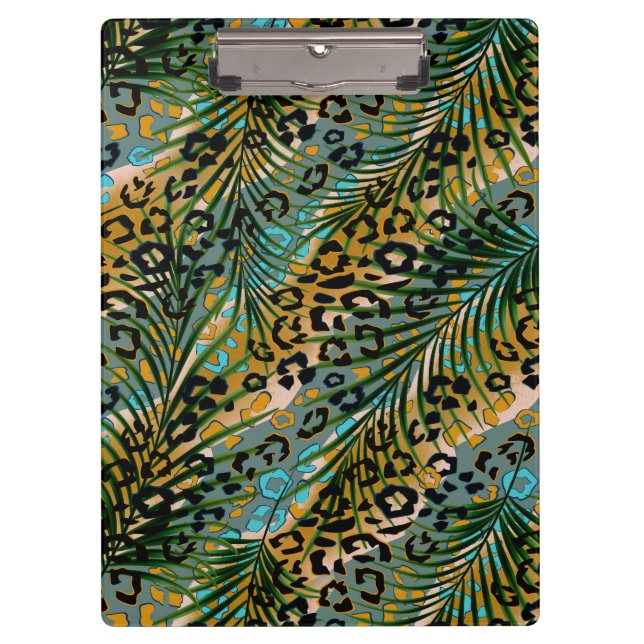 Pranchetas Folhas de palma num fundo-leopardo. guardanapos (Frente)