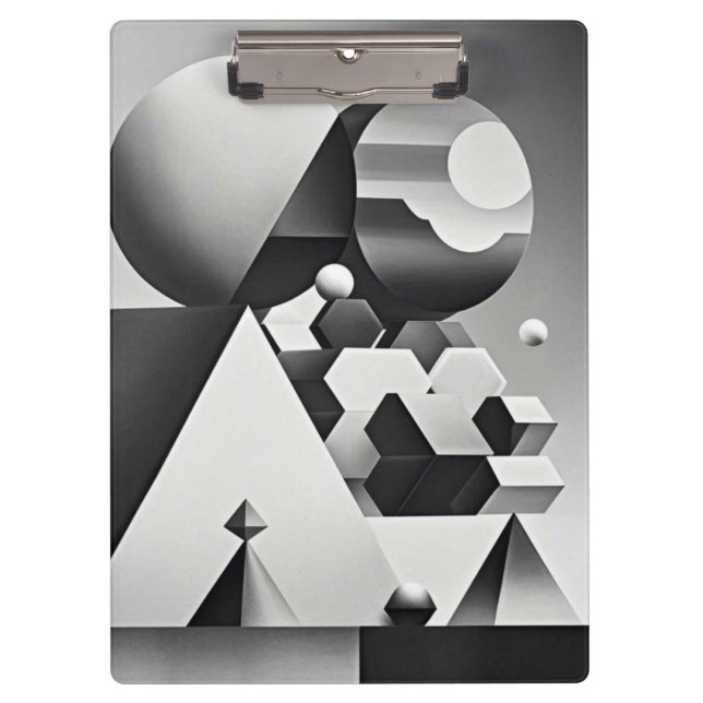 Pranchetas Formas geométricas de cinzas brancas pretas (Frente)