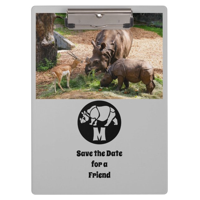 Pranchetas Foto de Monograma do Unicorn Rhino Silhouette (Frente)