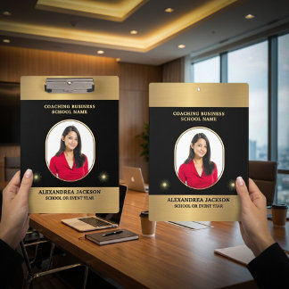 Pranchetas Foto Negócios Dourado Preto Elegante Personalizar