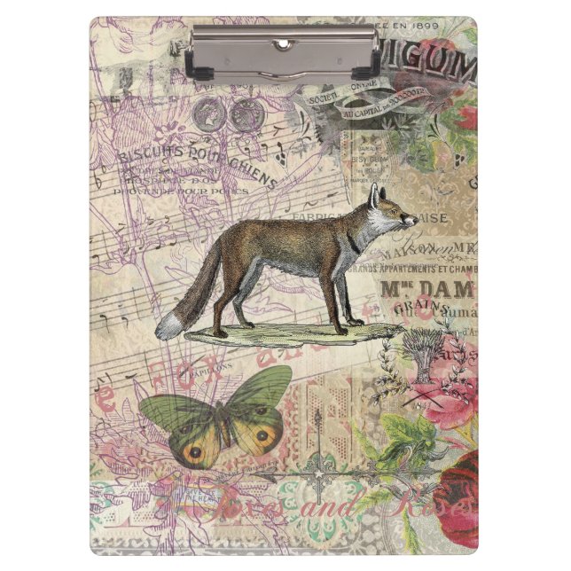 Pranchetas Fox Wildlife Vintage Animal Illustration (Frente)