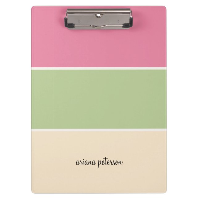 Pranchetas Fruta Pastel Stripes & Nome do Script (Frente)