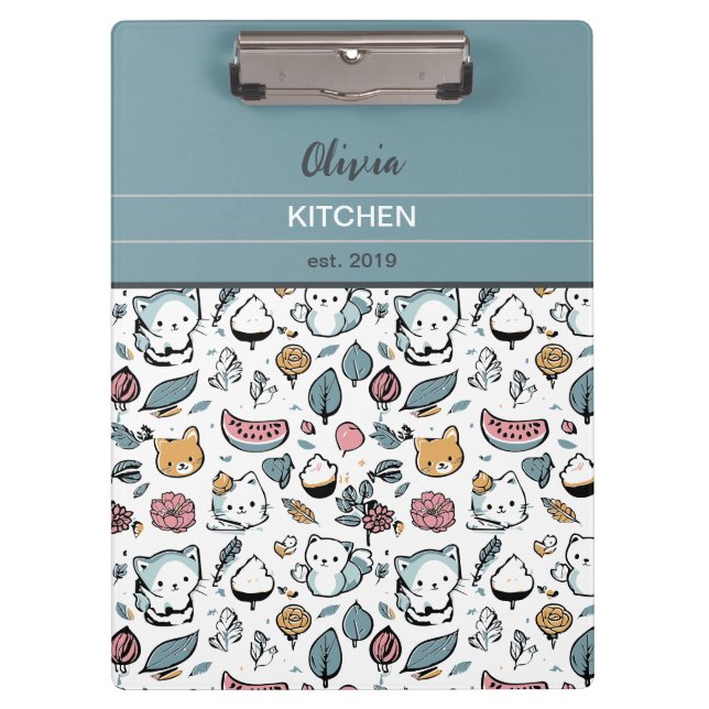 Pranchetas Frutas e gatos (Frente)