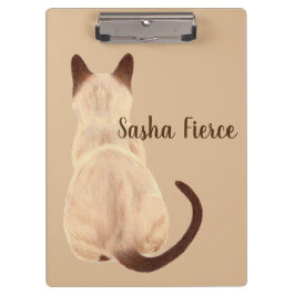 Pranchetas Gata Siamesa Sasha Sentada Vista Posterior Kitty P