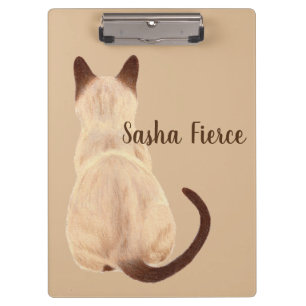 Pranchetas Gata Siamesa Sasha Sentada Vista Posterior Kitty P