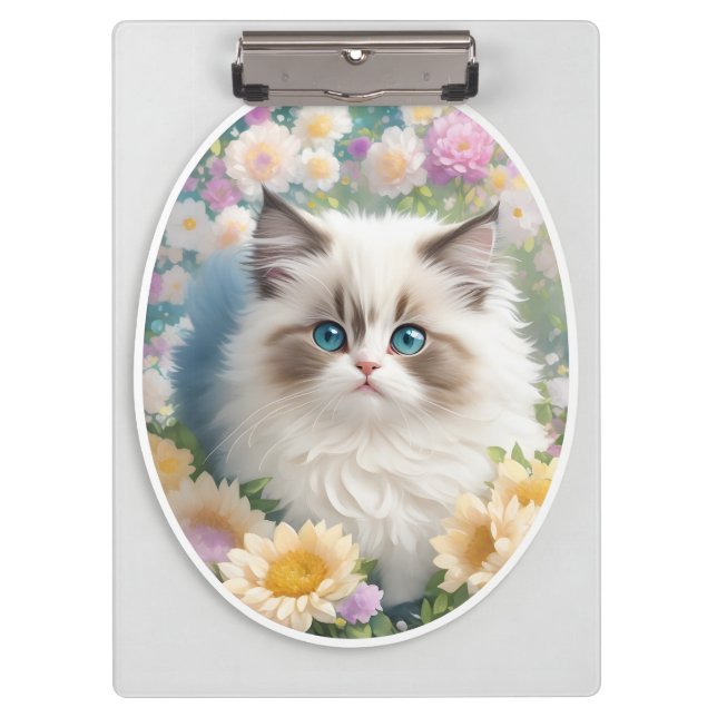 Pranchetas Gatinho Bonito com Flores (Frente)