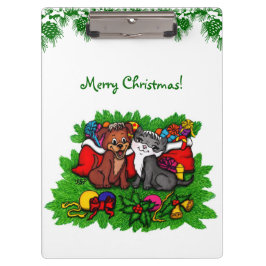 Pranchetas Gatinho e puppy, XMas feliz