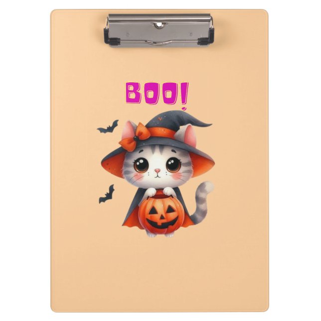 Pranchetas Gato de Halloween bonito com abóbora e Deco de Cha (Frente)