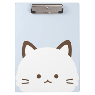 Pranchetas Gato de rosto fofo com fundo azul pastel