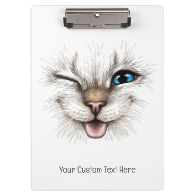 Pranchetas Gato de Winking de Texto Personalizado (Frente)