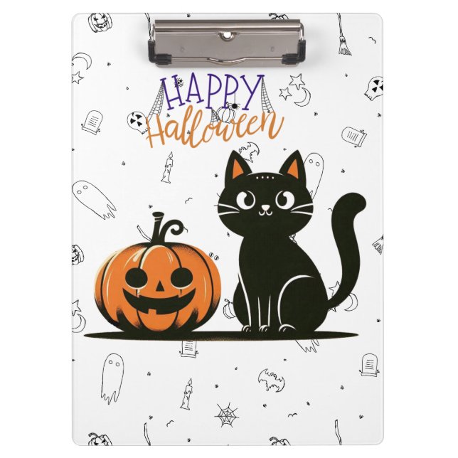 Pranchetas Gato Feliz no Halloween & abóbora (Frente)