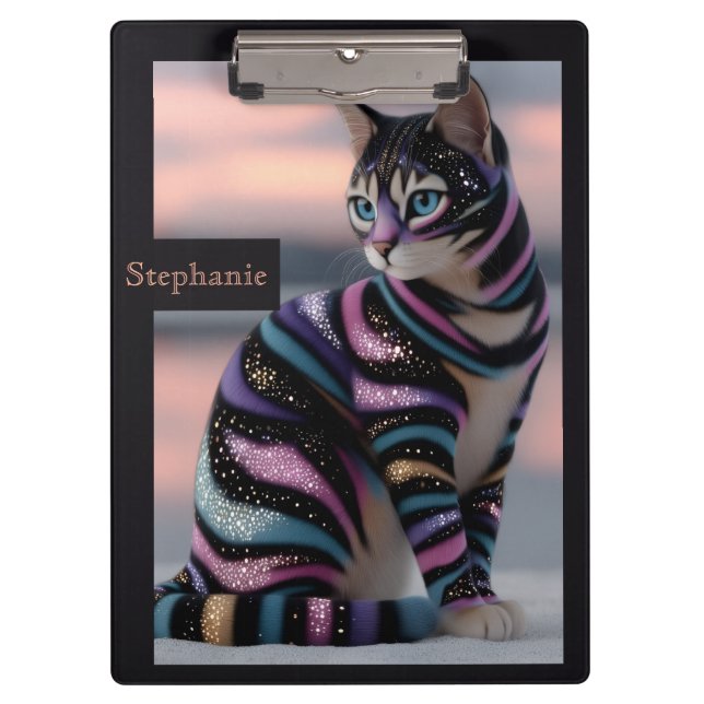 Pranchetas Gato Fofo e Design de Nome Personalizado (Frente)