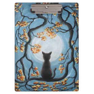 Pranchetas Gato lunático na pintura da Lua cheia da árvore