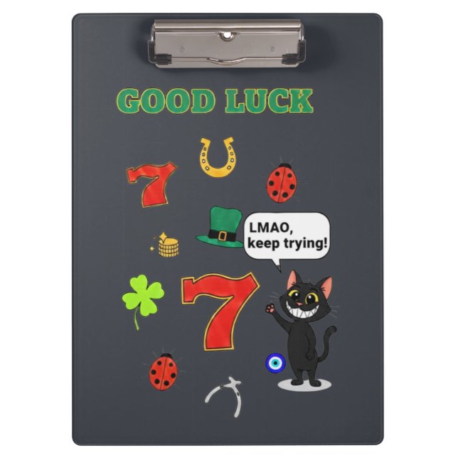 Pranchetas Gato preto sarcástico e amuletos da sorte (Frente)