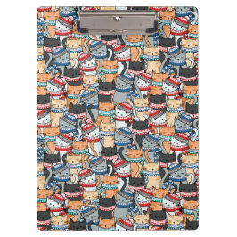 Pranchetas Gatos no Tecido de padrões de escarpas e chapéus d