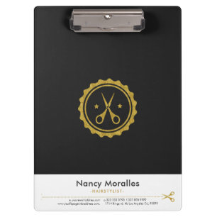 Pranchetas Gay, Dourado e branco Hairstylist, tesouras e regi