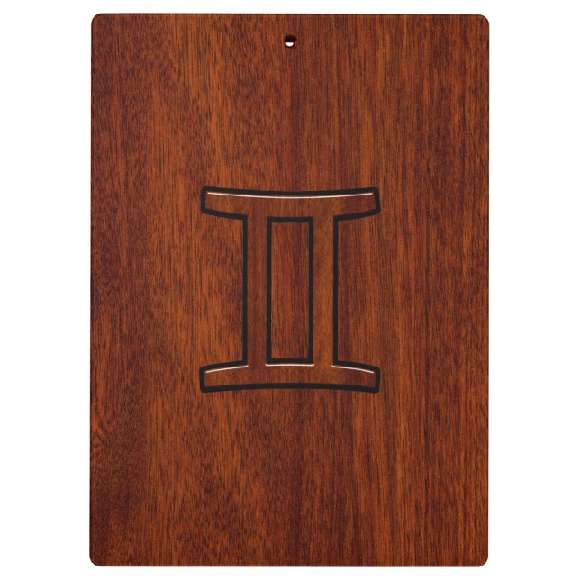 Pranchetas Gemini Zodiac - Sinal de Mahogany Wood Style (Verso)