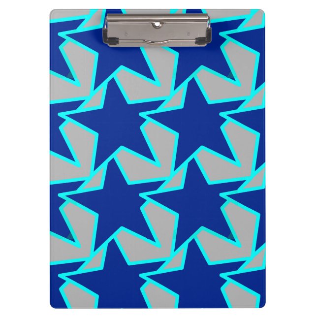 Pranchetas Geométrico Modern Star - azul de cobalto e cinza (Frente)