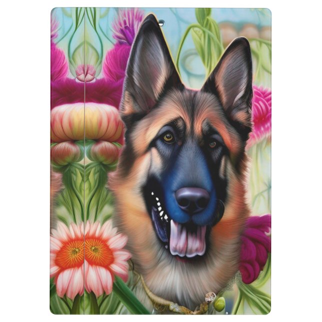 Pranchetas German shepherd no Jardim (Verso)