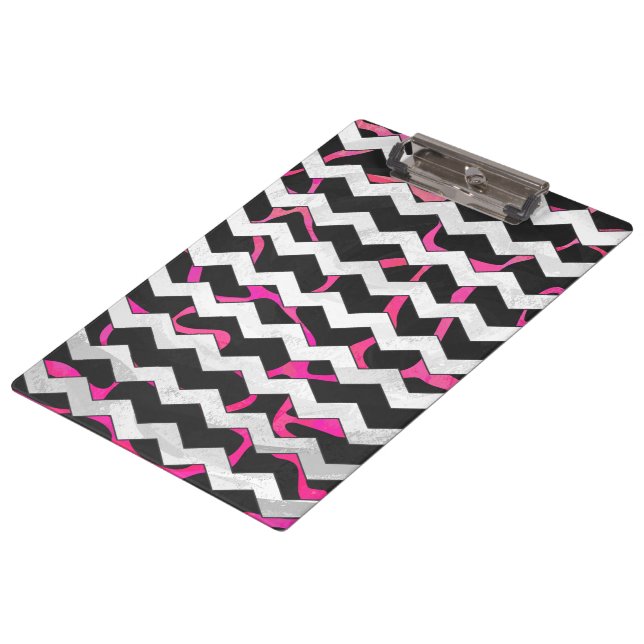 Pranchetas Girafa Impressão Rosa Choque e Preto (Inclinado)