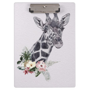 Pranchetas Giraffe Lover Giraffe Animal Com Flor