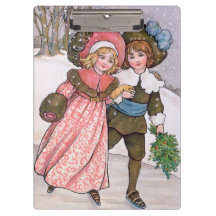 Girl and boy ice skating - Florence Hardy