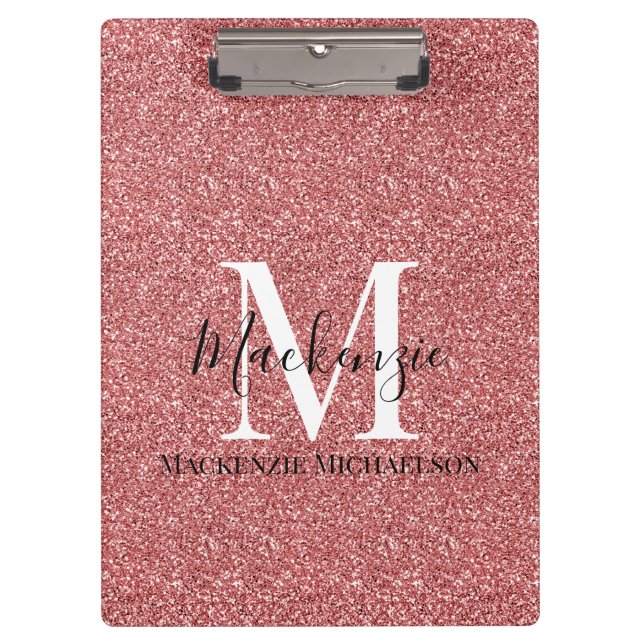 Pranchetas Girly Coral Red Glitter Monographic Name (Frente)