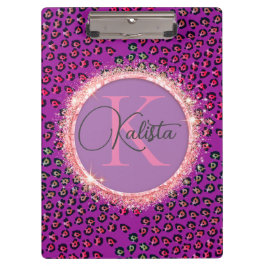 Pranchetas Glam Leopard Pink e Monograma Roxo