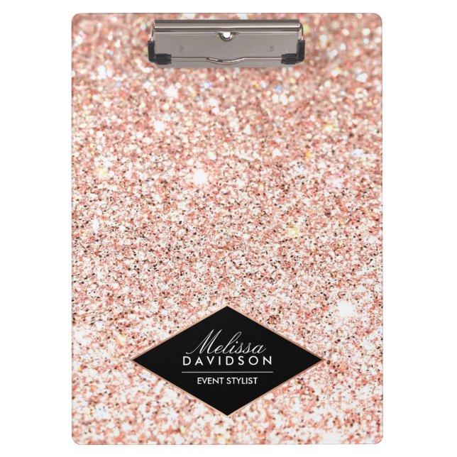 Pranchetas Glitter Dourado rosa e Glamor Personalizados (Frente)
