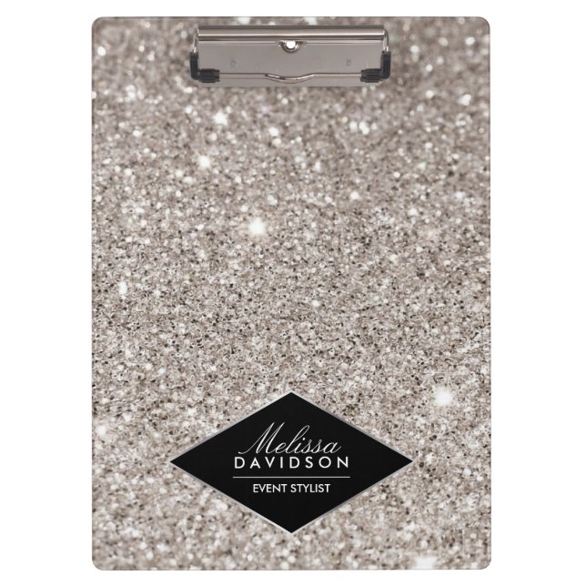 Pranchetas Glitter prateado e beleza glamour personalizadas (Frente)