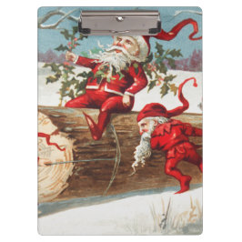 Pranchetas Gnomes dragging a cut tree trunk through the snow