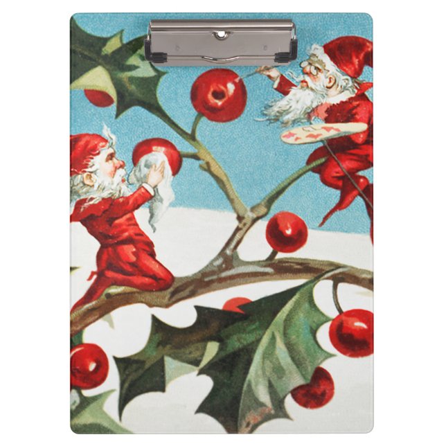 Pranchetas Gnomes painting holly berries in the snow (Frente)