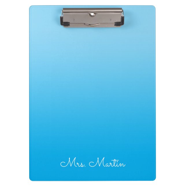 Pranchetas Gradiente Azul Bebê Personalizado para Professora (Frente)