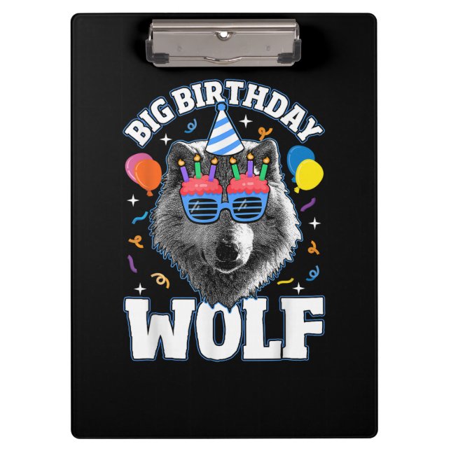 Pranchetas Grande Lobo de Aniversário para Lobos (Frente)